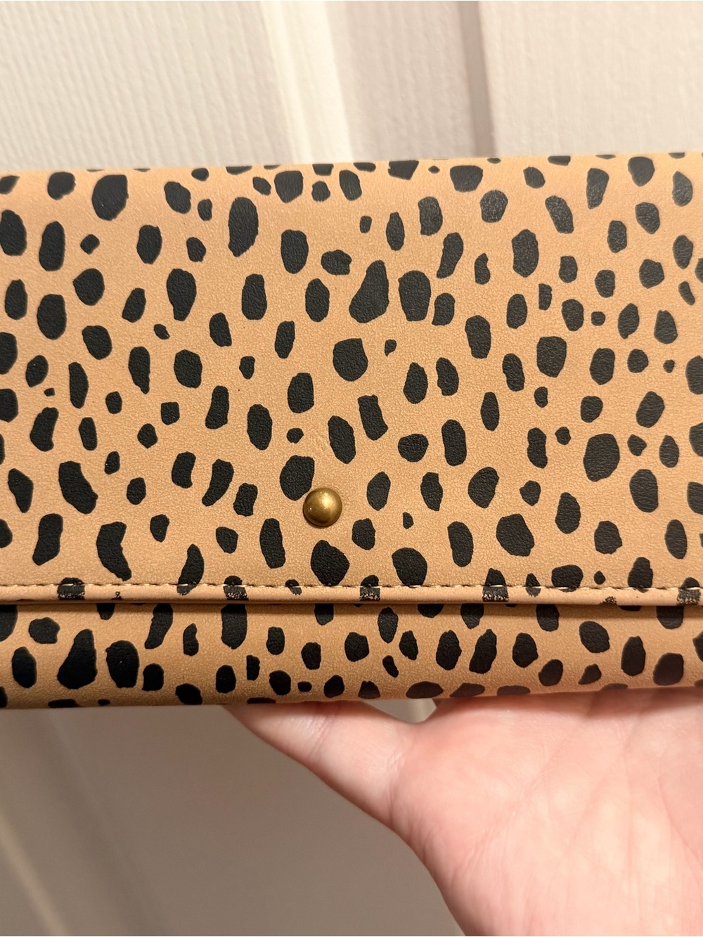 Universal Thread Leopard Print Foldover Wallet - Tan and Black